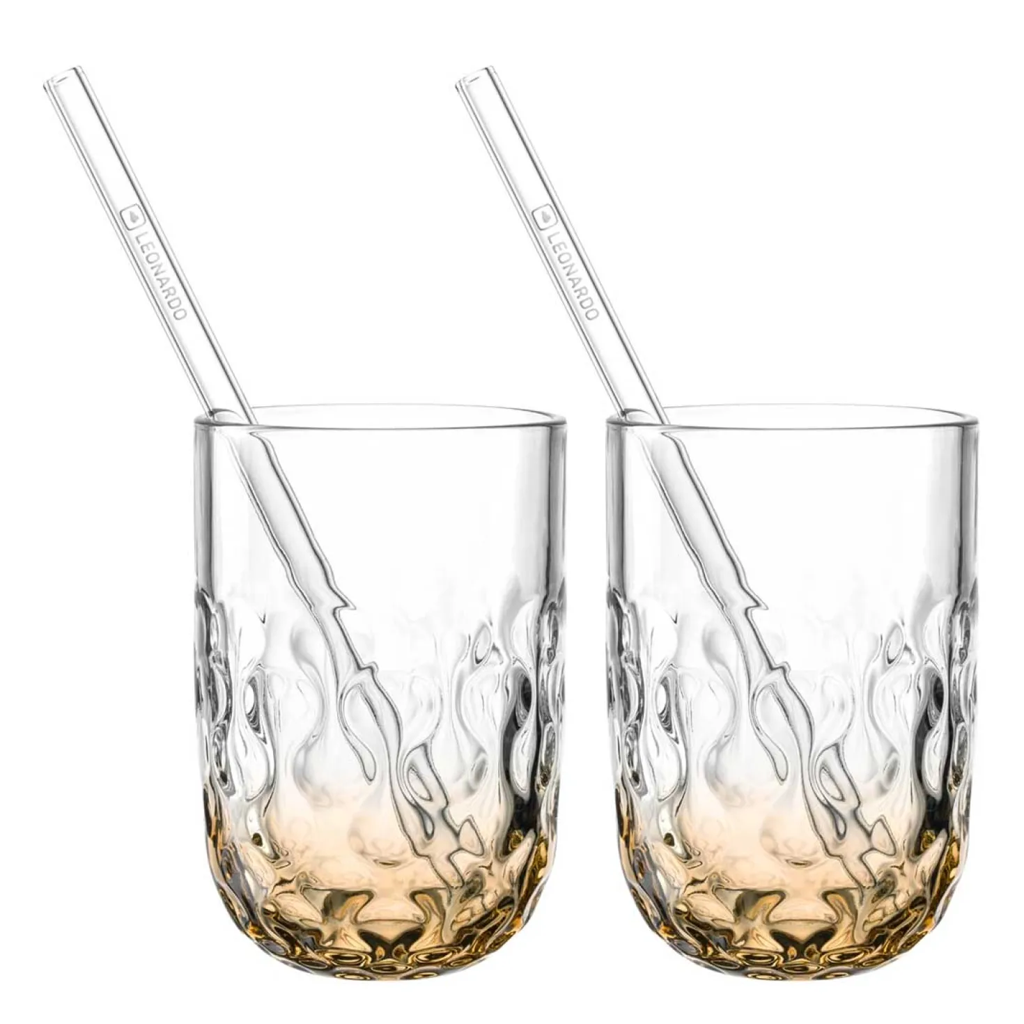 Caramel Macchiato Gläser GOCCE mit Glastrinkhalm 4-teilig