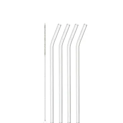 Glastrinkhalme CIAO 23 cm geknickt 4er-Set + Reinigungsbürste