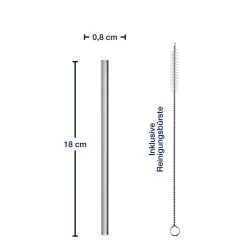 Glastrinkhalme SANO 18 cm 6er-Set + Reinigungsbürste