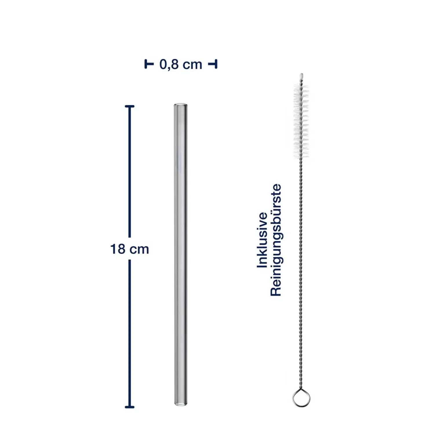 Glastrinkhalme SANO 18 cm 6er-Set + Reinigungsbürste