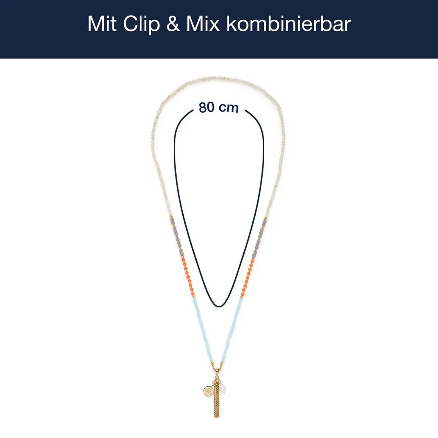 Halskette SOLERA 80 cm gold blau