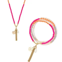 Halskette SOLERA 80 cm gold pink
