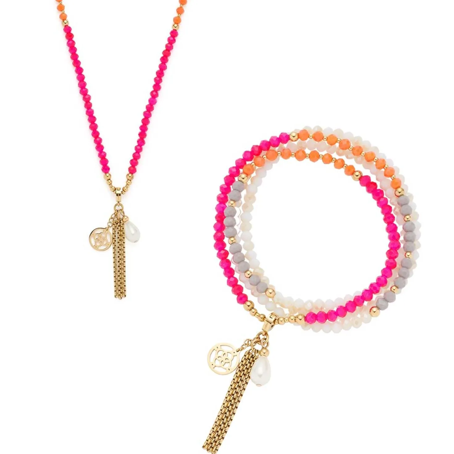 Halskette SOLERA 80 cm gold pink