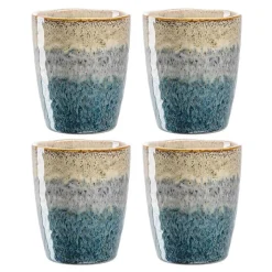 Keramikbecher MATERA 300ml beige/anthrazit/blau 4er-Set