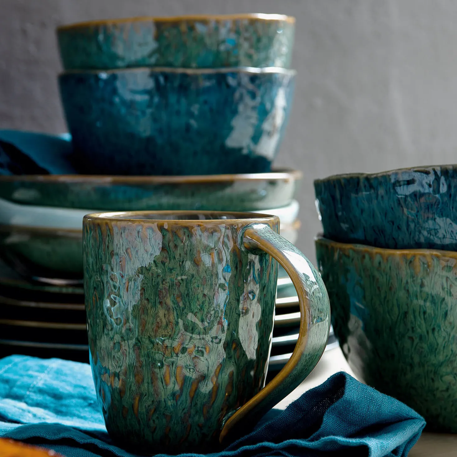 Keramikschale MATERA 15 cm blau 6er-Set