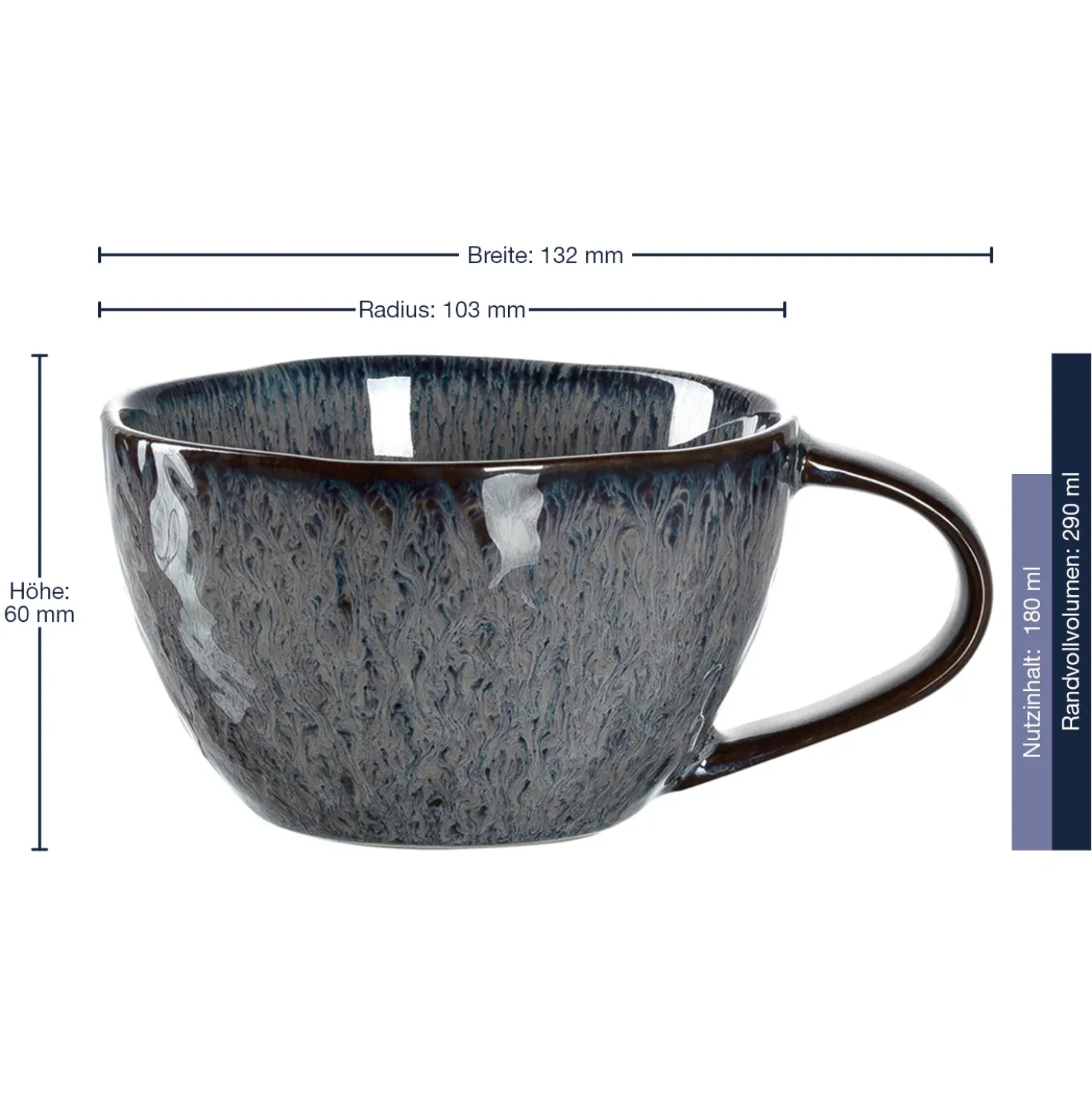 Keramiktasse MATERA 290 ml anthrazit 4er-Set
