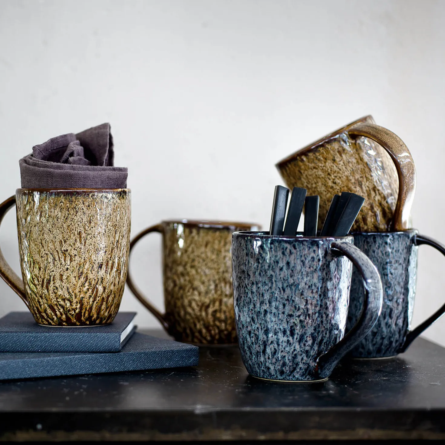Keramiktasse MATERA 430 ml anthrazit 6er-Set