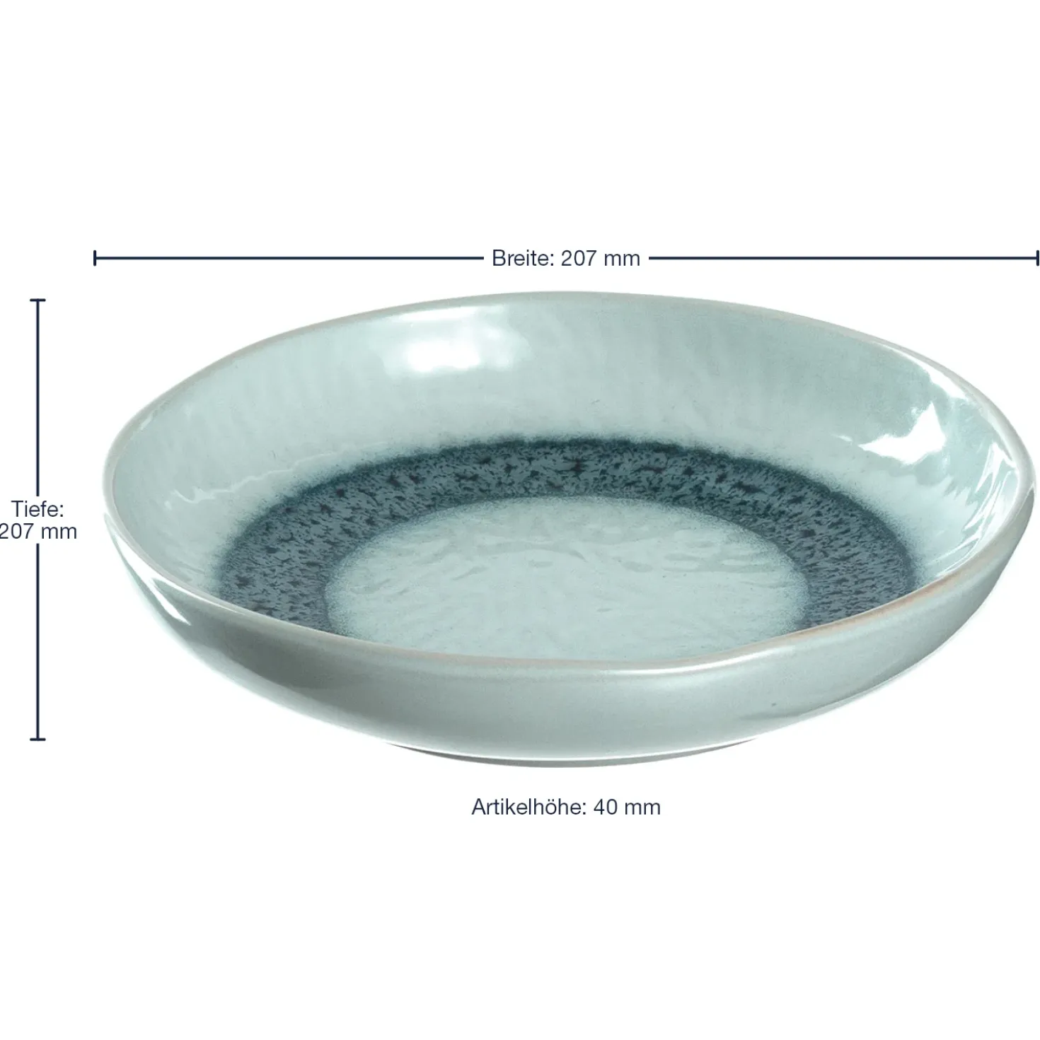 Keramikteller MATERA 21 cm blau tief 6er-Set