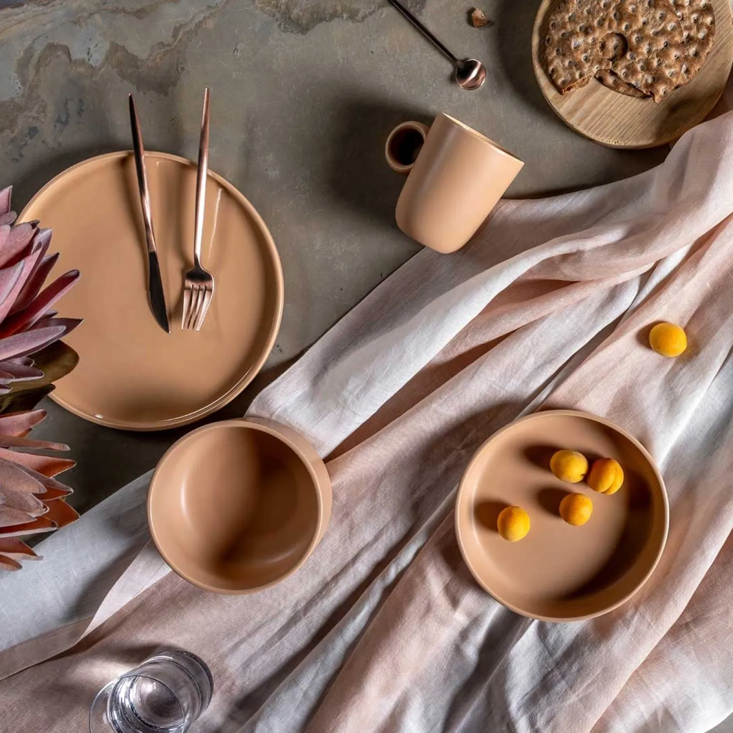Keramikteller ROMA 27 cm apricot 6er-Set