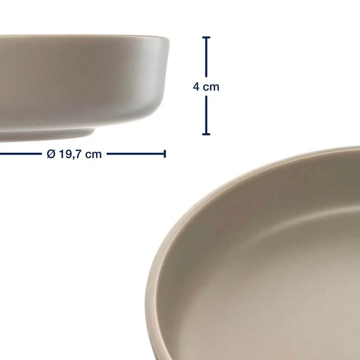 Keramikteller ROMA 20 cm beige tief 6er-Set
