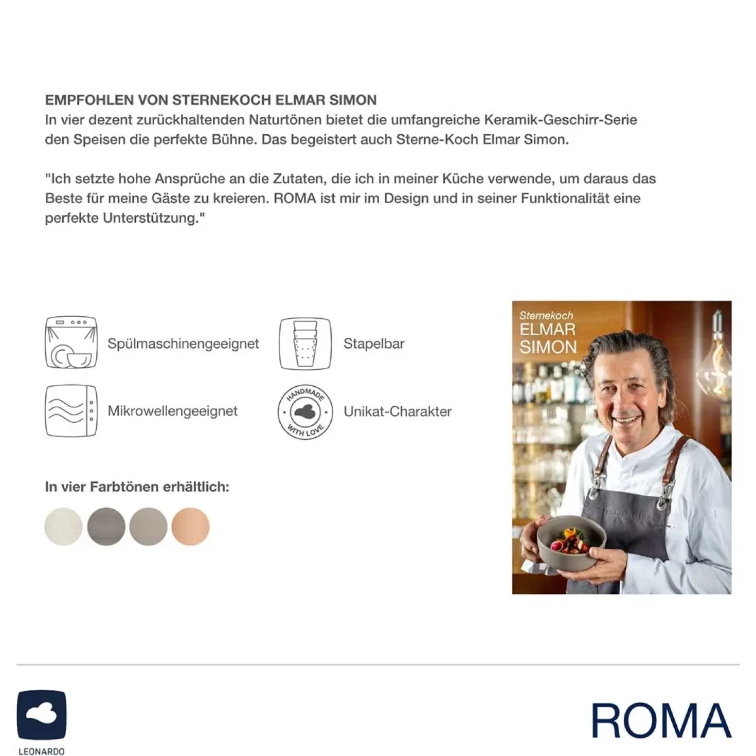 Keramikteller ROMA 20 cm creme tief 6er-Set