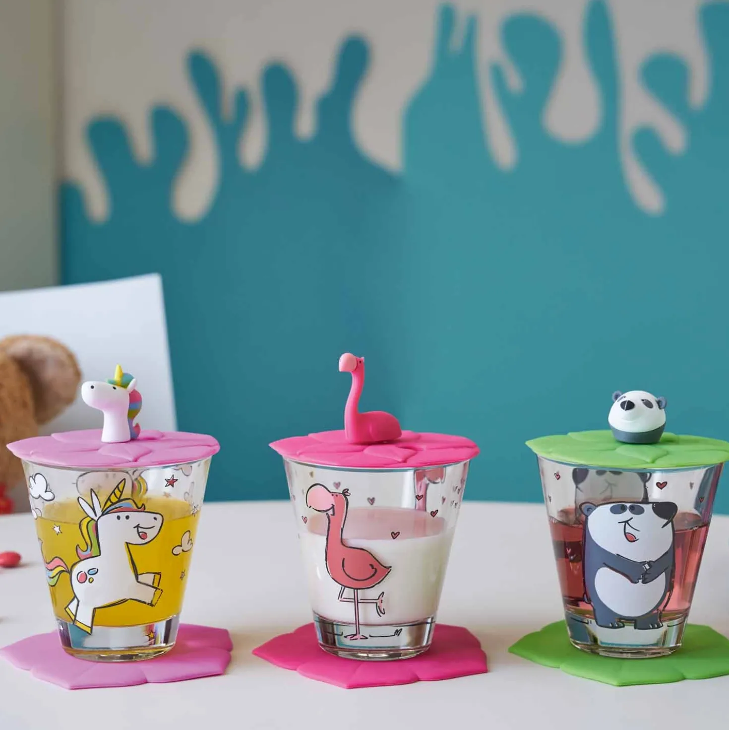 Kindertrinkset BAMBINI 9-teilig Flamingo Einhorn Panda