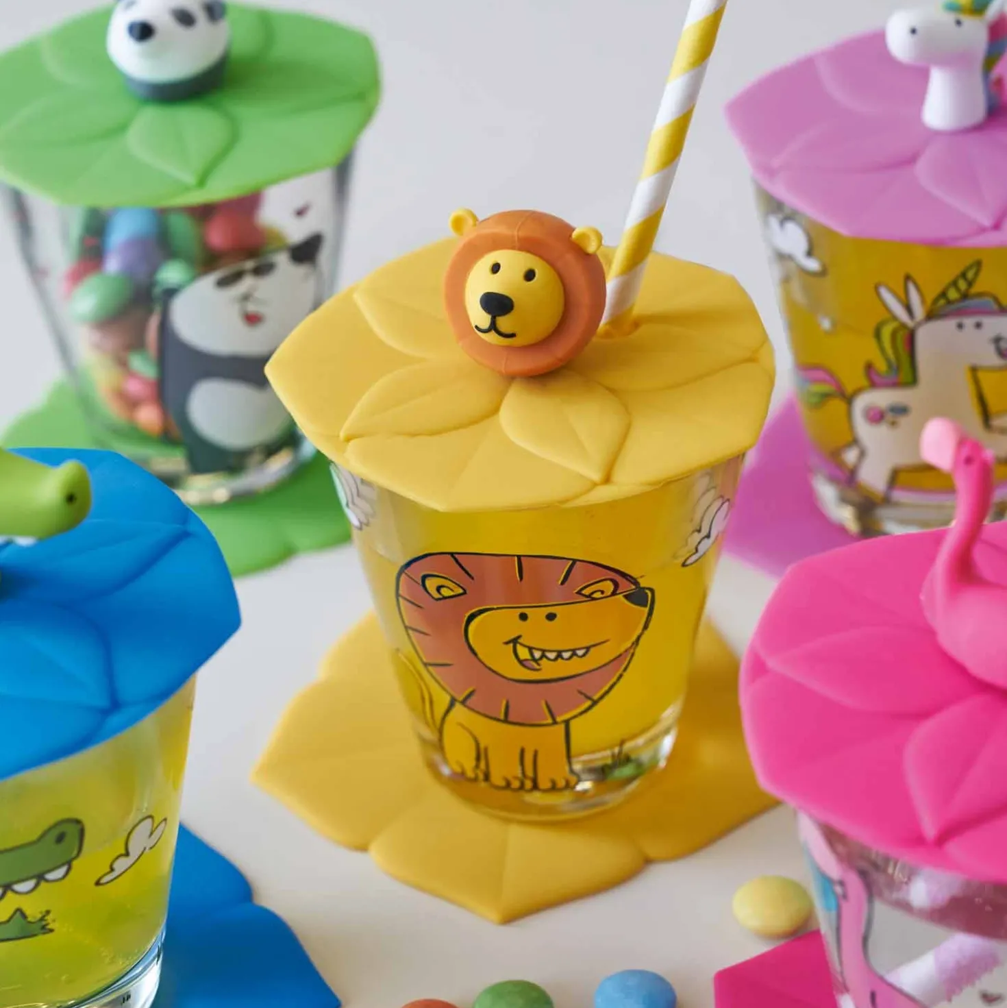 Kindertrinkset BAMBINI 9-teilig Löwe/Krokodil/Elefant