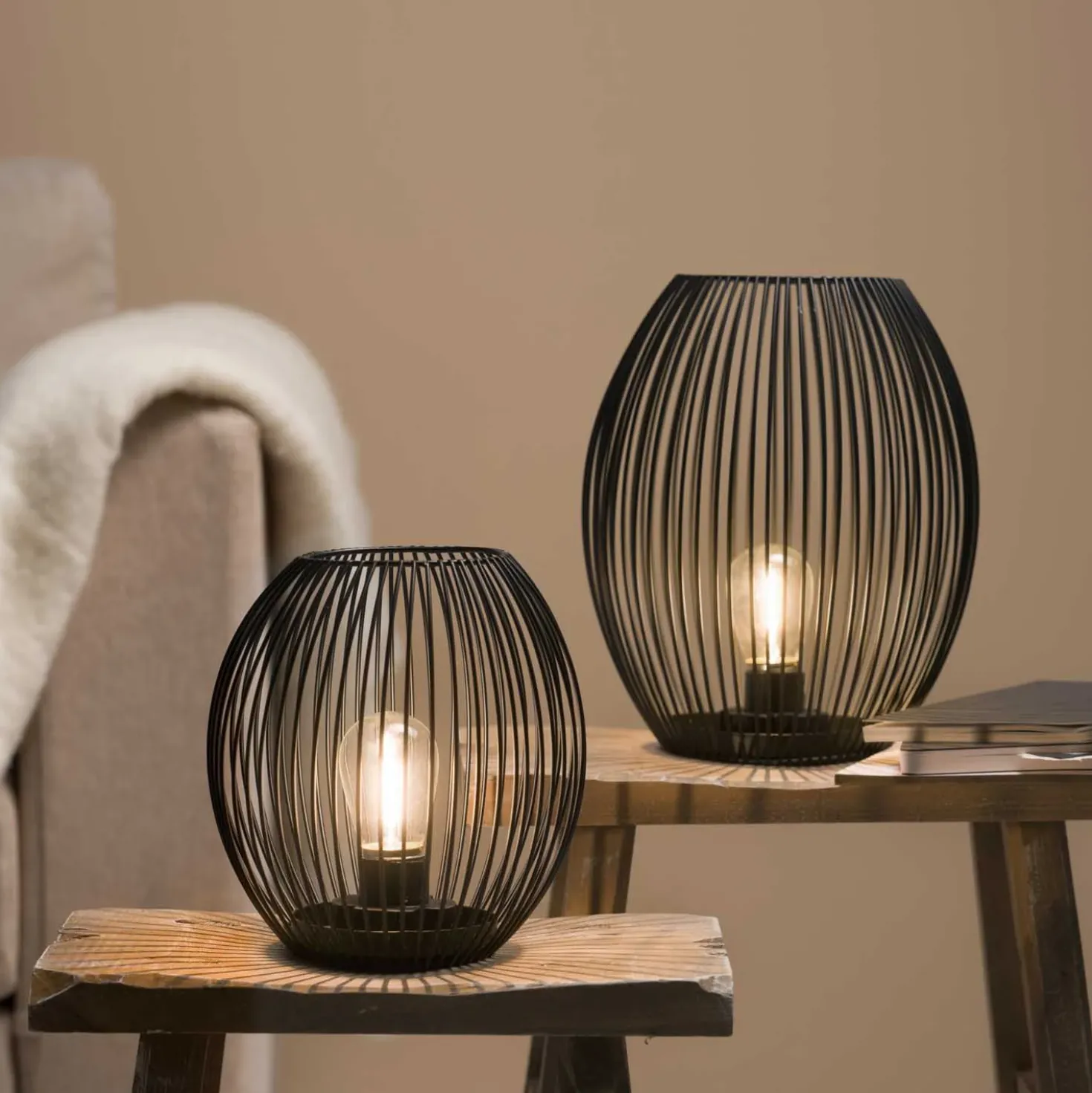 Laterne mit LED CASOLARE 24 cm schwarz