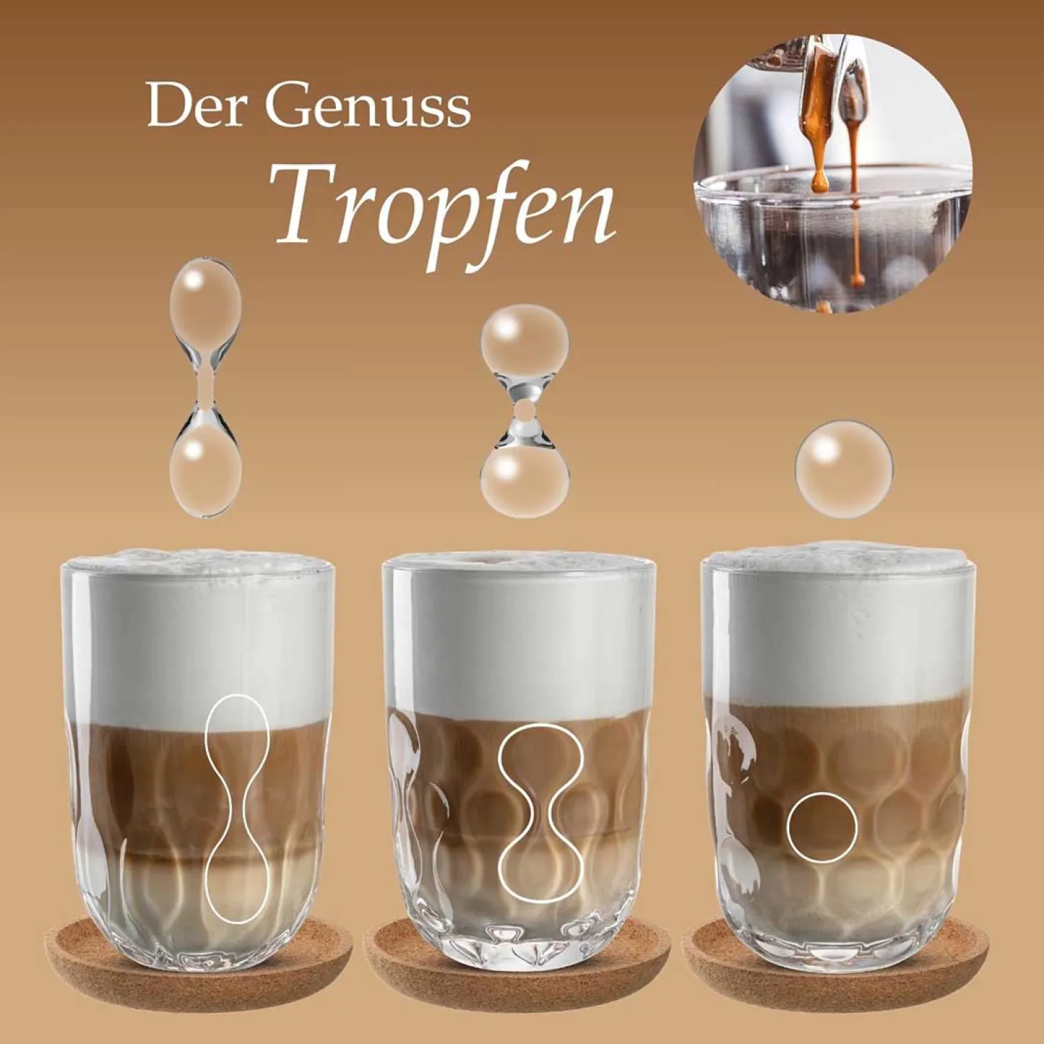 Latte Macchiato Glas GOCCE 380ml 1. Variante 2er-Set