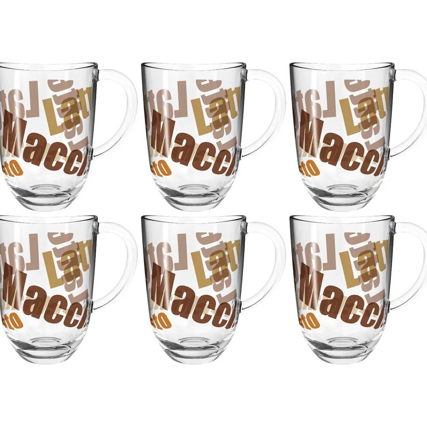 Latte Macchiato Tasse NAPOLI 380ml 3farbig 6er-Set