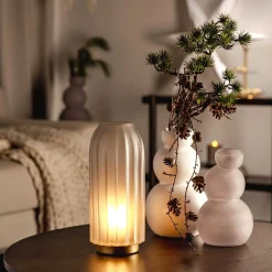 LED Lampe SILENZIO 28 cm grau satiniert