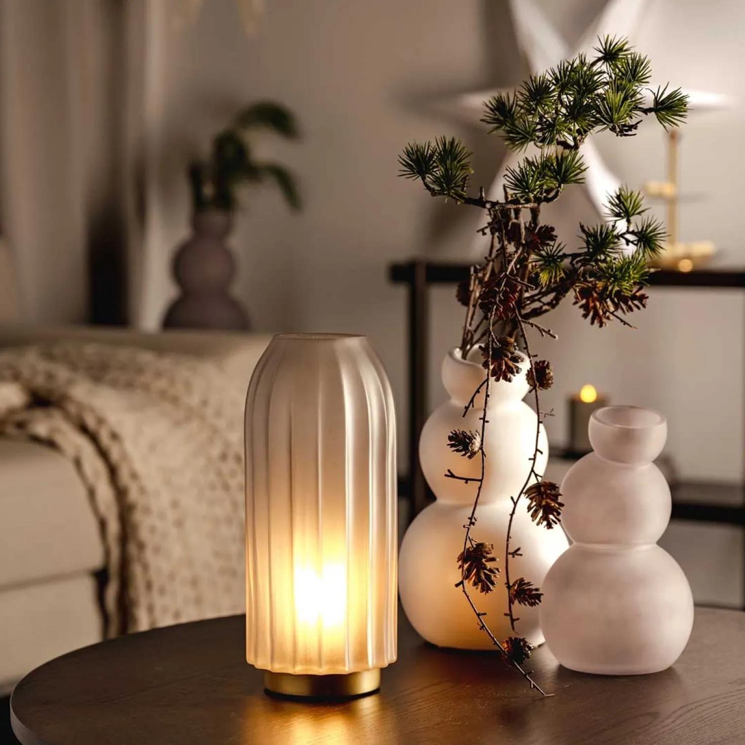 LED Lampe SILENZIO 28 cm grau satiniert