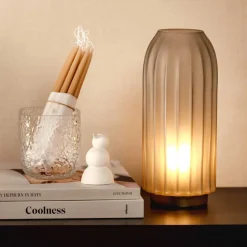 LED Lampe SILENZIO 28 cm grau satiniert