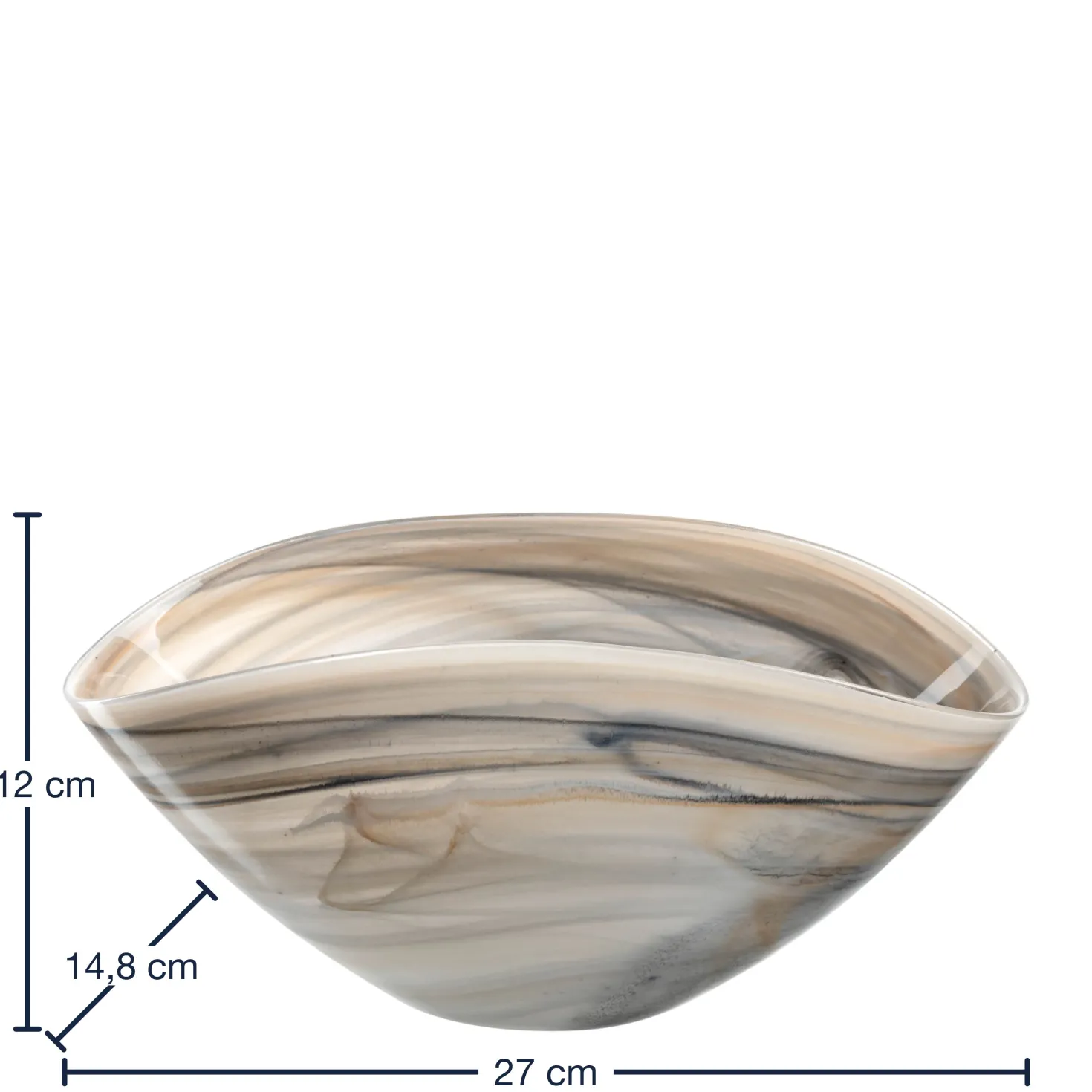 Schale ALABASTRO 27 cm x 15 cm beige/schwarz