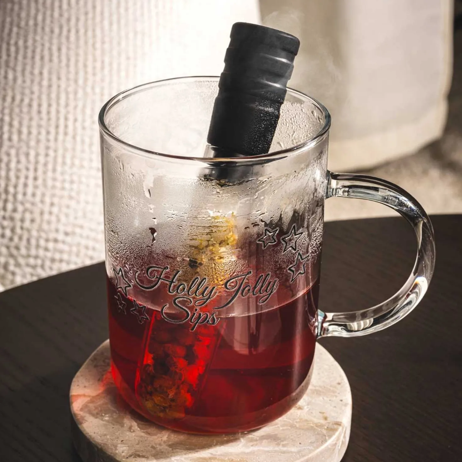 Teeglas NOVO 360 ml mit Infuser + Stickern