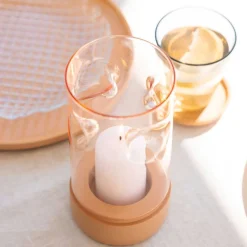 Tischlicht auf Sockel SOLE 19 cm apricot
