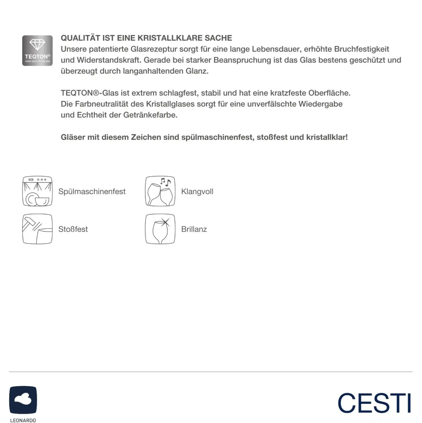Trinkglas CESTI 460 ml 6er-Set + Poliertuch