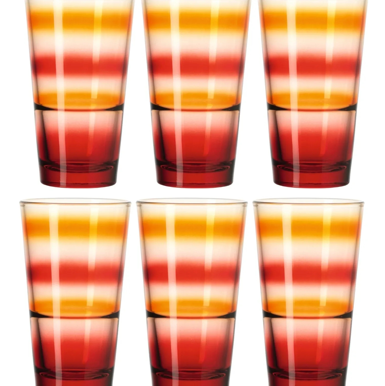 Trinkglas EVENT 330 ml rot gestreift 6er-Set