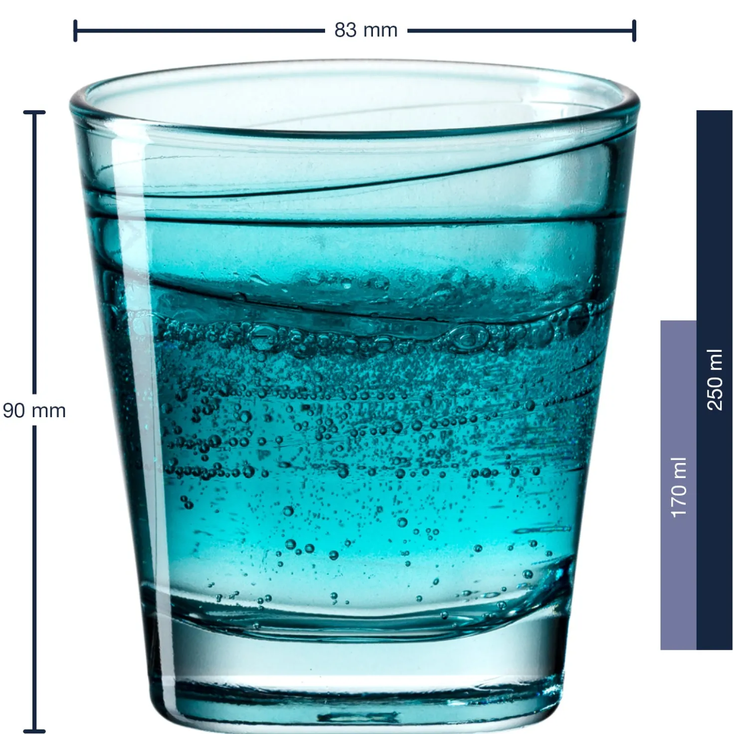 Trinkglas VARIO STRUTTURA 250 ml türkis 6er-Set
