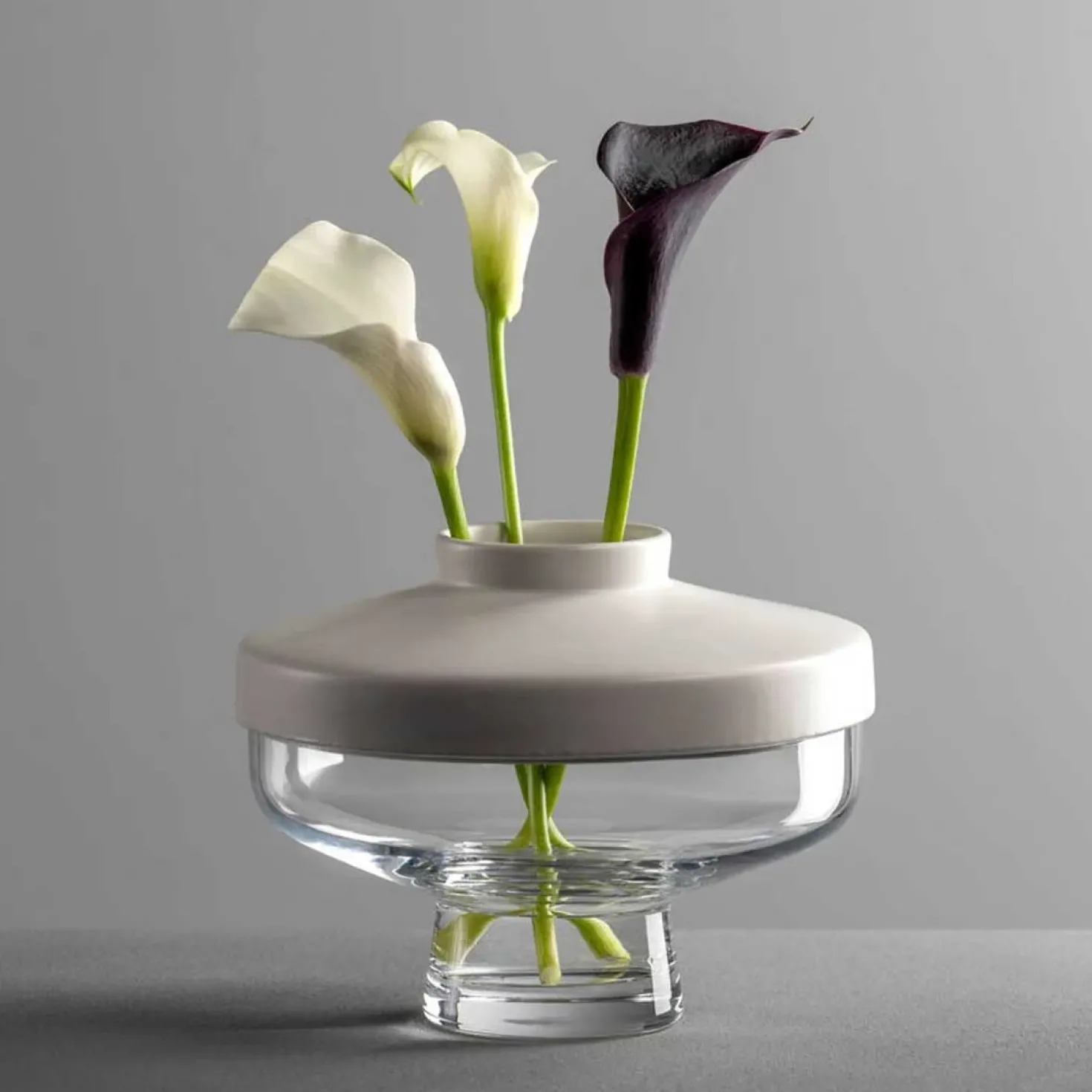 Vase RIVA mit Aufsatz 17 cm weiß
